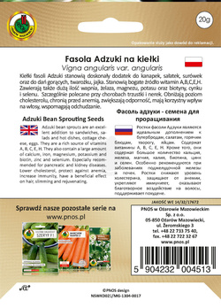 Nasiona na kiełki Fasola Adzuki 20 g PNOS