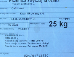Pszenica ozima California nasiona kwalifikat C1