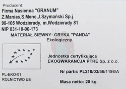 Gryka siewna Panda kwalifikat C1 Eko