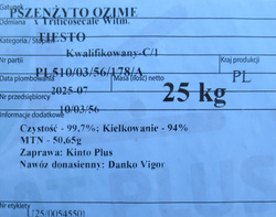 Pszenżyto ozime Tiesto nasiona kwalifikat C1