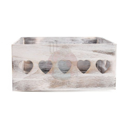 Skrzynka dekoracyjna drewniania z sercami 25x24,5x12