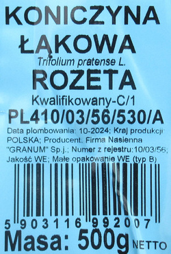 Koniczyna łąkowa Rozeta kwalifikat C1 500 g
