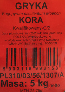 Gryka siewna Kora kwalifikat C2 5 kg