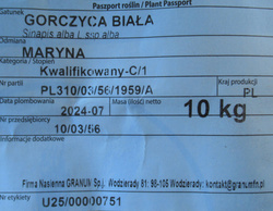 Gorczyca biała Maryna Kwalifikat C1 10 kg