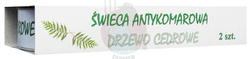Świeca antykomarowa drzewo cedrowe 2 szt