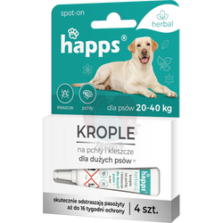 Happs Spot-on krople przeciwko pchłom i kleszczom dla dużych psów herbal