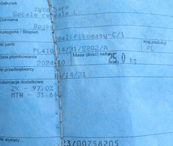 Żyto jare Bojko kwalifikat C1