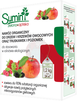 Nawóz organiczny do drzew i krzewów owocowych oraz truskawek i poziomek 1,2 kg Sumin
