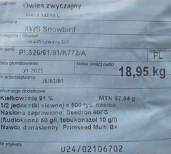 Owies ozimy KWS Snowbird 1/2 j. s.