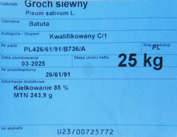 Groch siewny Batuta kwalifikat C1