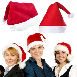 Czapka Świętego Mikołaja z pomponem 12 sztuk