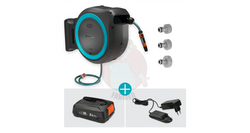 Bęben naścienny akumulatorowy na wąż PowerRoll XXL kompletny zestaw