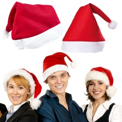 Czapka Świętego Mikołaja z pomponem 12 sztuk