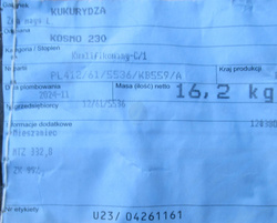 Kukurydza Kosmo kwalifikat C1