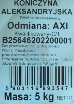 Koniczyna aleksandryjska Axi kwalifikat C1 5 kg