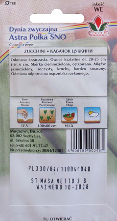 Dynia zwyczajna cukinia Astra Polka SNO 2 g nasiona Coleus