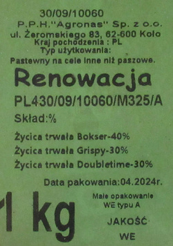 Mieszanka traw gazonowa Renowacja nasiona 1 kg Agronas