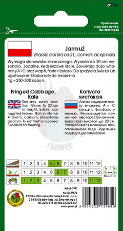 Jarmuż niski Dwarf Green Curled 5 g