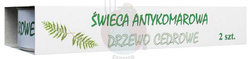 Świeca antykomarowa drzewo cedrowe 2 szt