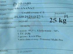 Żyto jare SM Ananke kwalifikat C1