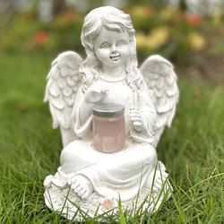 Figurka aniołek solarny LED z żywicy