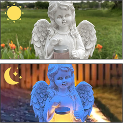 Figurka aniołek solarny LED z żywicy