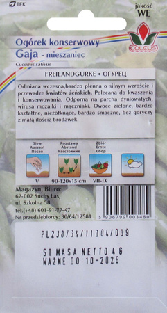 Ogórek konserwowy Gaja 4 g nasiona Coleus
