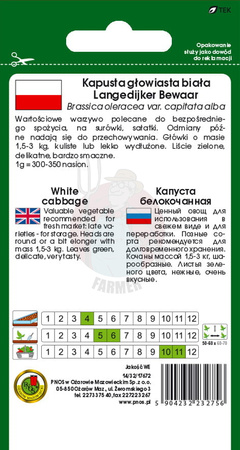 Kapusta głowiasta biała Langedijker Bewaar 2 g