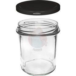 Słoik prosty 346 ml (fi 82) - z czarną zakrętką, 6szt.