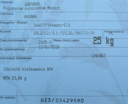 Gryka siewna Kora kwalifikat C1