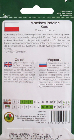 Marchew jadalna Koral 5 g PNOS
