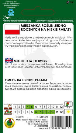 Mieszanka kwiatów jednorocznych na niskie rabaty 1 g PNOS