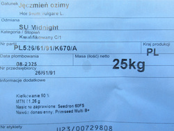 Jęczmień ozimy SU Midnight nasiona kwalifikat C1