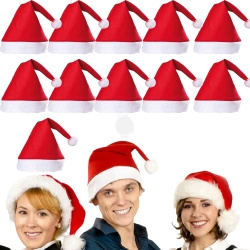 Czapka Świętego Mikołaja z pomponem 12 sztuk