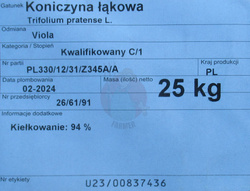 Koniczyna czerwona Viola kwalifikat C1