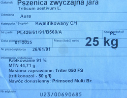 Pszenica Aura kwalifikat C1