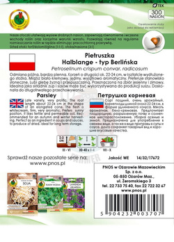 Pietruszka korzeniowa Halblange 300 z otoczkowane