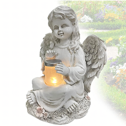 Figurka aniołek solarny LED z żywicy